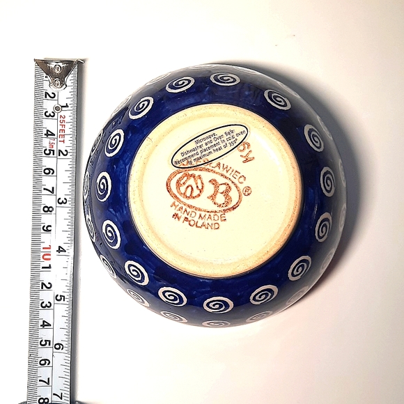 Polish Pottery Bowl Cereal or Salad Blue Poland Collectible - Picture 6 of 6